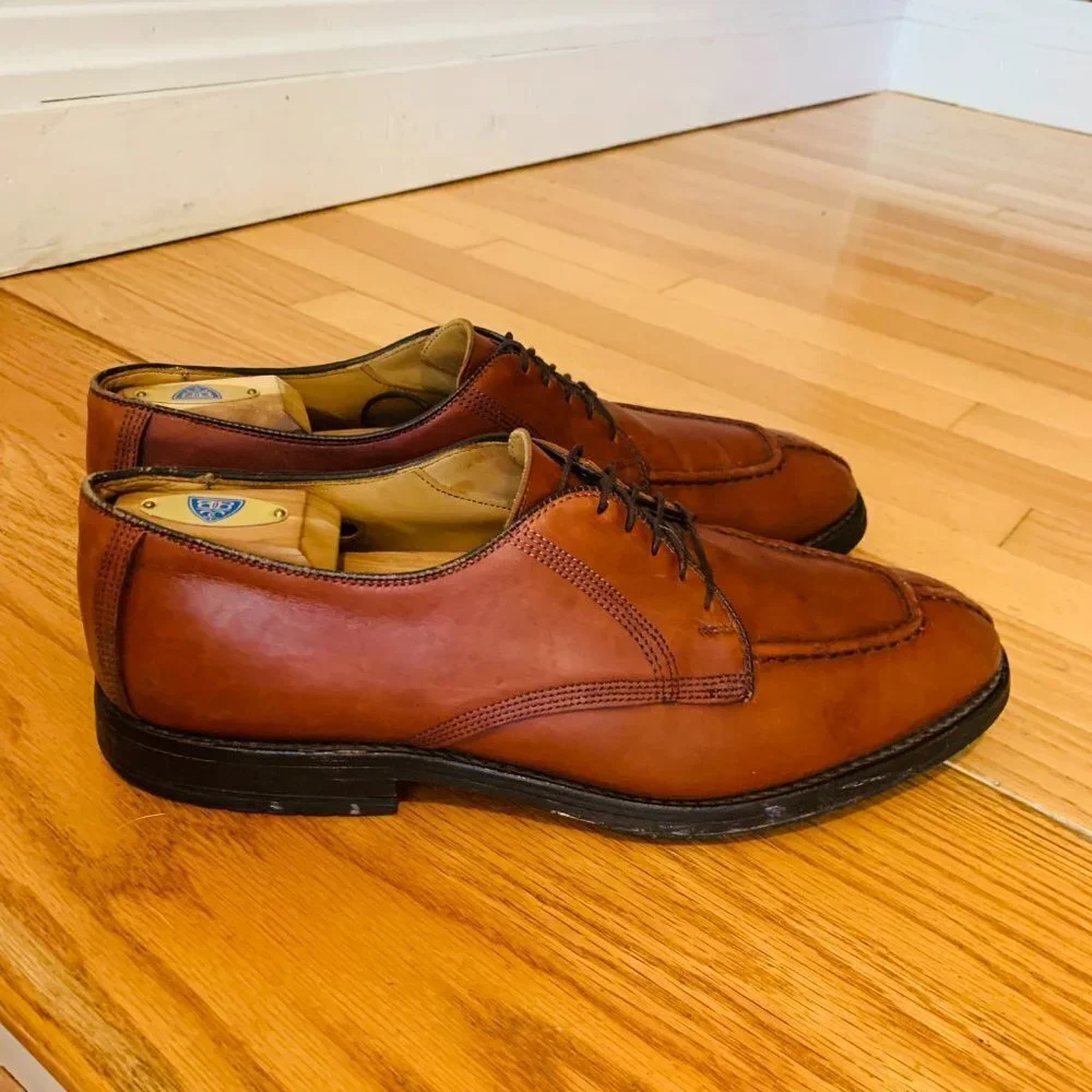 Allen Edmonds Dellwood Brown Leather Split Toe Oxfords Lace Up Men's Shoes 11